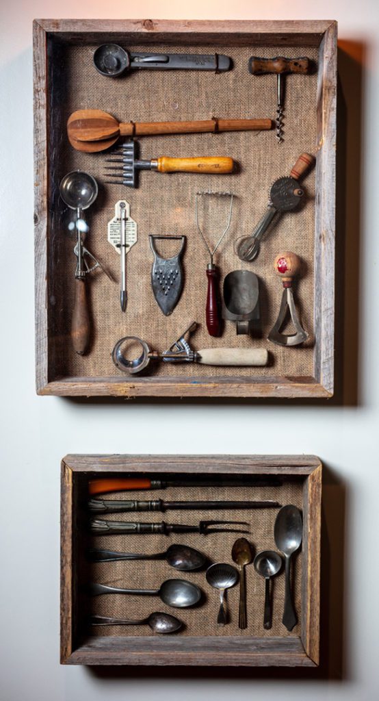 Rustic layout of kitchen supplies