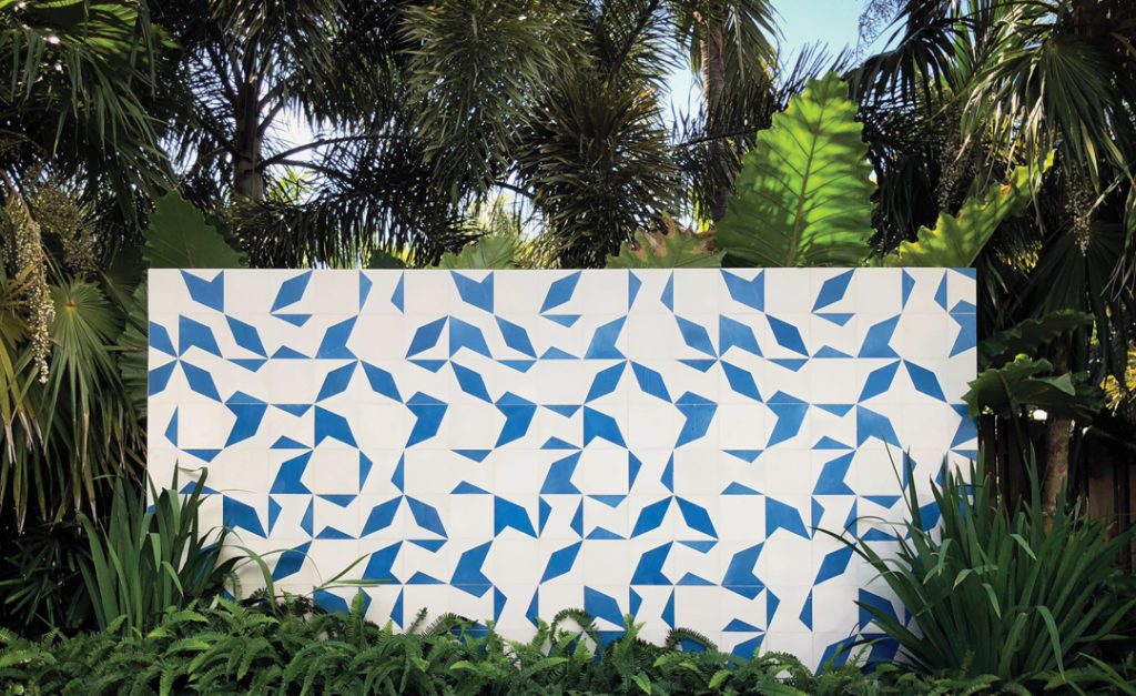 A handcrafted tile wall in Oakland Park