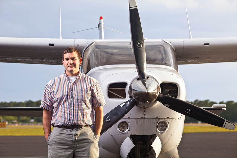 Chris Richter at the University Air Center in Gainesville; Photograph by Jeremiah Stanley