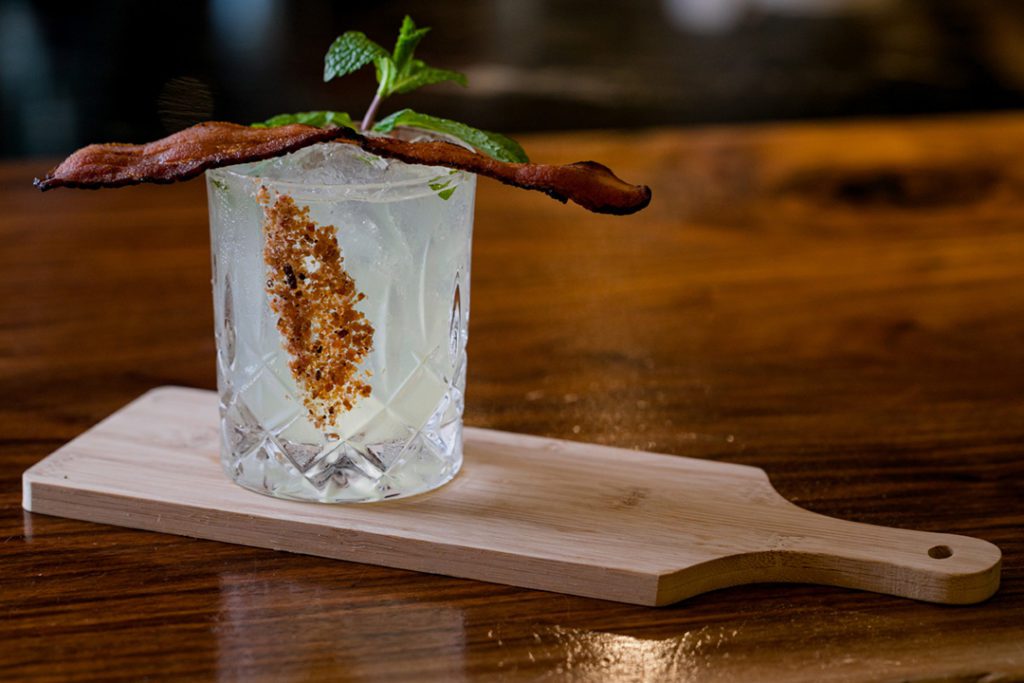 bacon on top of a margarita