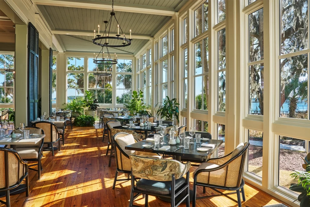 The Perks and Pursuits at Palmetto Bluff 3 With floor-to-ceiling windows, you can enjoy your meal and keep an eye out for exciting wildlife moments at the River House.